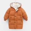 Winter Kids Long Jackets Thicken Cotton Boys Coats Fashion Children Down Cotton Padded Jackets Girls Hooded Parkas For 3-10 Year H0909