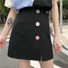 Skirts Feminine Opening A-line Mini Women Summer Style Buttons High Waist Package Hip Skirt Black White Short