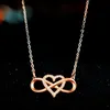 Rose Gold Pendant Halsband Lucky 8 Hjärtformad Elegant Sexig Clavicle Chain Smycken Gift