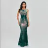 Sleeveless O-neck Evening Party Dress Shinning Sequins Mermaid Prom Gowns Elegant Slim Robe De Soriee Women Full Dress 2022 New