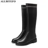 Allbitefo taille 34-43 PU + cuir véritable femmes bottes mode talons hauts décontractés femmes bottes hautes chaussures d'hiver bottes longues 210611