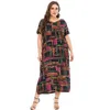 Dres Sommer V-Ausschnitt Kurzarm Bunte Plaid Print Casual Kleid Elegante Side Split Maxi Lange Kleider 210721