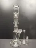 Straight tube bong thick dab rig water pipe glass pipes with two diffuser percolator arm perc for smoking hookahs sestshop