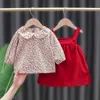 2021 frühling Infant Baby Mädchen Kleidung Sets Casual Langarm Druck Hemd Kleid 2 teile/los Baby Outfits Kleinkind Mädchen Kleidung q0716