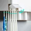 Toothbrush Holder Bathroom Accessories Set Wall Mount Storage Rack Toiletries Storage Toothpaste Dispenser With Cup 211130