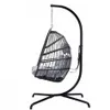 ABD Stok Salıncak Yumurta Sandalye Standı Kapalı Açık Hasır Rattan Veranda Sepet Asılı Sandalye C Tipi Braketi Yastık ve Yastık, Gri501Z