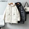 Orta Uzun Kış Ceket Kadınlar Mektup Nakış Beyaz Ördek Aşağı Ceket Kapüşonlu Aşağı Palto Sıcak Kalınlaşmak Parka 211108