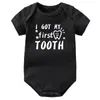 Pagliaccetti I Got My First Tooth Print Divertente Baby Body 100% cotone Born Boys Girls Regali per la doccia