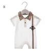 Högkvalitativ nyfödd 012m baby plädbjörn rompers onesies Cotton Thin Jumpsuit onepiece bodysuits toddle spädbarn barn designer cl2935184