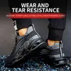 Zapatos de seguridad para hombres Anti-aplastamiento Anti-perforación Punta de acero Resistente al desgaste Ligero Trabajo de protección para todas las estaciones 211217
