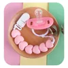 10 Colors Silicone Love Heart Shape Pacifier Chain Clips Baby Funny Bead Holder Clips Soother Chain Holders for Feeding Supplies 1321 B3