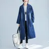 Damen-Grabenmäntel für Damen, Herbst und Winter 2022, koreanische große Tasche, Jeansjacke, Anzugkragen, lange Windjacke