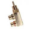 Guldpläterad kopparkontakt 1 RCA Man till 2 RCA Kvinna AV Audio Video Adapter Plug Splitter Converter