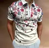 Men's POLO shirt print stripe stitching short sleeve T-shirt top polos