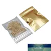 100Pcs/Lot Clear Plastic Gold Mylar Foil Stand Up Bag Resealable Doypack Tear Notch Grip Seal Food Storage Pouches