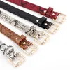 Belts Q Square Button Waist Belt Jeans Dress Accessories Snake Stripe Women All-matching Pu Leather Thin Vintage