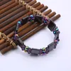 Bracelet magnétique Double couche coloré pour hommes, chaîne à maillons, amincissant, santé, pierre noire, Tourmaline, Bracelets magnétiques pour femmes, 298v