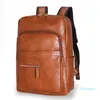 Plecak Mężczyźni PU Leather Bagpack Duży Laptop Plecaki Męczy Mochilas Ramię Schoolbag Dla Nastolatków Chłopiec Czarny Brown
