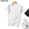 summer Glitter T Shirt Women bling Knitted Casual short Sleeves op O-Neck shiny shirt Slim Kintwear Female -shirt 210608