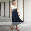 2022 Chifre Chiffon Mãe da Noiva Vestidos Vintage Manga Curta Beach Wedding Bidal Party Vestidos de Noite