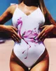 Imayio Flamingo Badeanzug 2022 Frauen Drucken Floral Bademode Backless Badeanzüge Weiblichen Badeanzug Bademode
