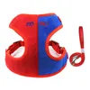 Contrast Color Suede Fabric Harnesses Leash Set Underwaist Soft Adjustable Leashes for Pet Dog Cats Supplies Will and Sandy Red Blue