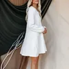 ソリッドVネック長袖ボタンカジュアルドレス女性秋ホワイトニットセータードレスヨーロッパアメリカンファッションプルオーバードレスY1006