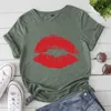 T-shirt d'été femmes manches courtes lèvres imprimées t-shirt haut décontracté dames femmes t-shirts punk grande taille femme vêtements x0527