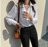 Moda Donna Top e camicetta Camicetta bianca Camicia che tocca il fondo Camicia elegante nera chic Office Lady Abbigliamento coreano All-match 11397 210527