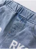 Primavera Bambini Jeans Ragazza Lettera Breve Per Ragazze Moda Pantaloni morbidi Autunno Abbigliamento casual 210629