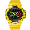 Dual-Display-Uhren SMAEL 8043 Leuchtende Sport-Casual-Outdoor-Studenten-männliche elektronische Uhr Reloj Hombre Armbanduhr 50M Wasserdichtes Schwimmen
