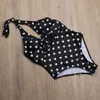 Kvinnor Sexig Polka Dot Swimwear Push-Up Jumpsuit Baddräkt Kvinna V-Neck Halter Femme Beachwear Set 210621