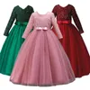 Manches longues enfants robe de princesse demoiselle d'honneur vêtements robes de soirée de mariage pour les filles Costume de noël Vestidos 4-14Y 220106