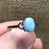 Cluster Rings 8x6mm Genuine Natural Blue Larimar Ring Jewelry per donna Uomo Crystal Silver Water Pattern Stone Beads regolabile
