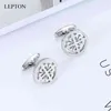 Lepton Gümüş Renk Haçlılar Kol Düğmesi Paslanmaz Çelik Yuvarlak Kol Düğmeleri Erkekler Hediye Için Düğün Damat Business Cuff Links Gemelos