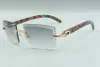 style Meilleures ventes Ventes directes lunettes de soleil à verres coupants de qualité supérieure 3524021, branches en bois de paon, taille: 58-18-135 mm