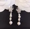2021 Fashion design Luxury style drop earring with pearl and diamond for women engagement lover jewelry gift has box PS4058