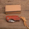 New Small Pocket Folding Knife 5Cr15Mov Satin Blade Wood + Stainless Steel Sheet Handle EDC Knives