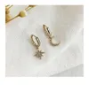S2048 Fashion Jewelry Asymmetry Cute Rhinstone Star Moon Earrings Dingle Earring6899800