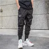 Män svart joggare byxor sommar mens hip hop stora fickor lastbyxor manliga våren streetwear overalls sweatpants harem pant 210707