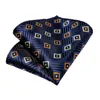 dibanguang 8cm Blue Plaid Paisley Dot 100％Silk Men Tie Business Formal Wedding Party Necktie Hanky Cufflinks Set Mens Ties Gift Y1229
