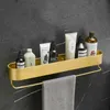 Aluminum Bathroom Shelf Brushed Gold Shampoo Shelf Wall Mounted Cosmetic Shelves Storage Rack Bathroom Accessorie 210724