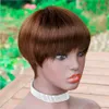 Short Straight Mixed Brown Color Bob Pixie Cut Wigs Wigs non pizzo Front Human Hair Wig con frangia per donne nere Remy brasiliano