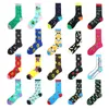 Men Big Size Funny Socks Avocado Donuts Cherry Banana Geometric Money Happy Design Sokken Skateboard Crew Calcetines Divertidos X0710