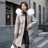 Orwindny зимние длинные пальто женщины с капюшоном хлопок мягкая одежда женские большие карманы теплые парку плюс размер s-3xl куртки 21130