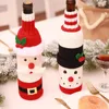 Décorations de Noël Décorations de bouteille de vin Décor Santa Claus Snowman Couverture Vêtements Cuisine Décoration de cuisine pour l'année à domicile Dîner de Noël
