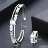 Earrings & Necklace Blachette Romantic Luxury Geometric Stackable Bangle Ring Jewelry Set For Women Wedding Bridal Cubic Zirconia Party