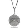 Pendentif nom personnalisé rond glacé lettre/Logo/symbole collier à breloque pavé Zircon cubique hommes femmes Hiphop bijoux