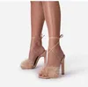 Sapatos femininos E Baía Fish Boca Open Tee Bandage Sandálias de Salto Fino Mulheres Em Europa e América Grandes Saltos Altos