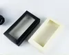 Presentförpackning 21 11 3 5 cm stort svart vitt täcker pappersförpackningslåda med plast PVC -fönster peruk plånbok slips förpackning carton250z